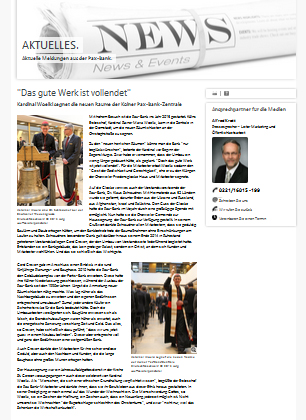 Beitrag auf pax-bank.de vom 13. Januar 2015